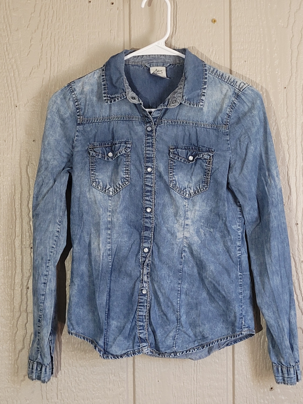 Women's Light Blue Button-Down Shirt - Casual Snap Front